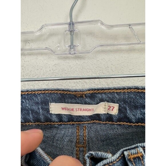 Levi's Wedgie Straight Leg Medium Wash Blue High Cotton Waisted Waist 27 27x26 - Picture 4 of 9